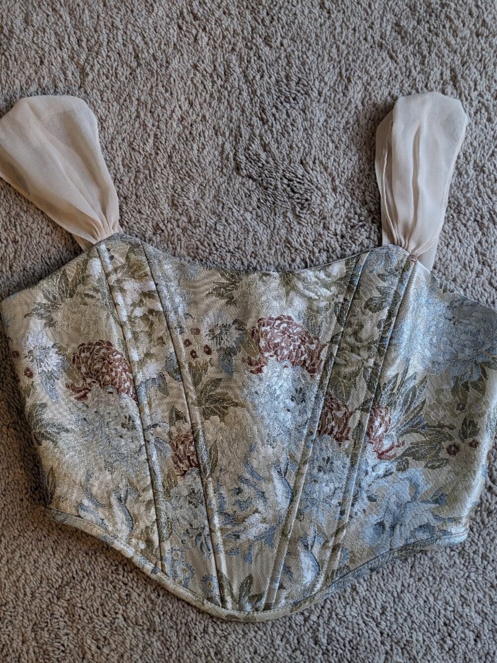Altar'd State Floral Brocade Corset Top Size Medium Cream Romantic Cottagecore